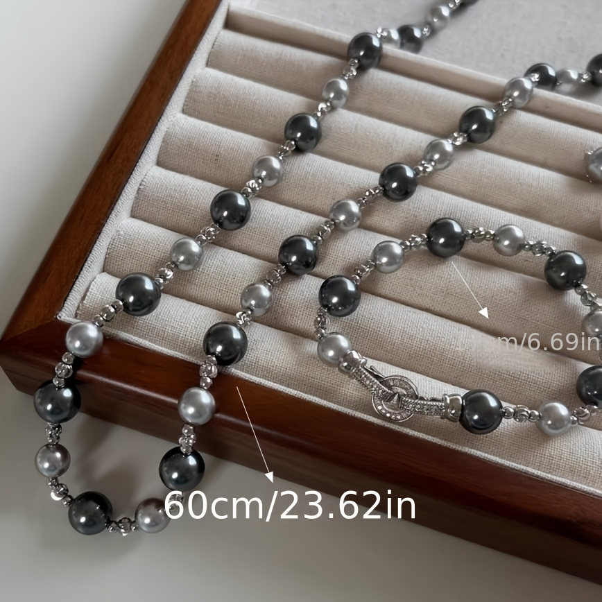 Gray Mixed Pearl Necklace Bracelet Set - Wedding Gift